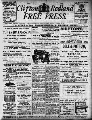 cover page of Clifton and Redland Free Press published on November 23, 1900