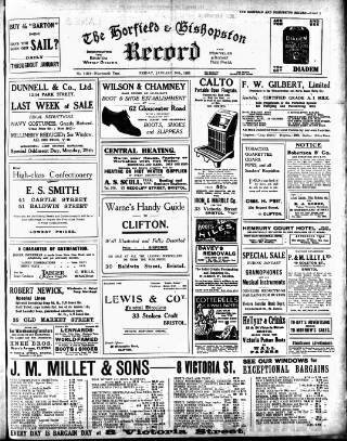 cover page of Horfield and Bishopston Record and Montepelier & District Free Press published on January 26, 1923