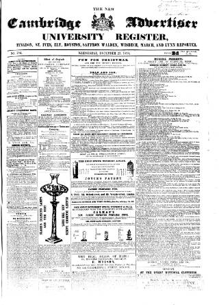 cover page of Cambridge General Advertiser published on December 25, 1850