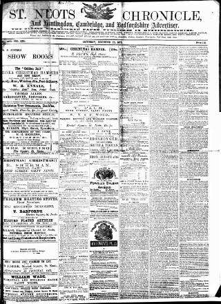 cover page of St. Neots Chronicle and Advertiser published on December 25, 1875