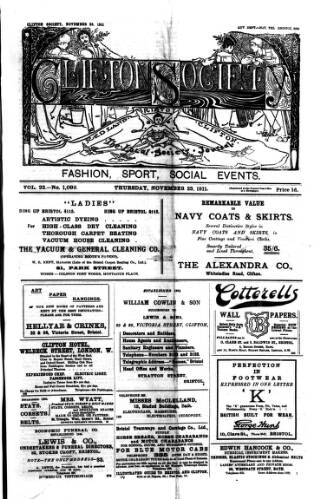 cover page of Clifton Society published on November 23, 1911