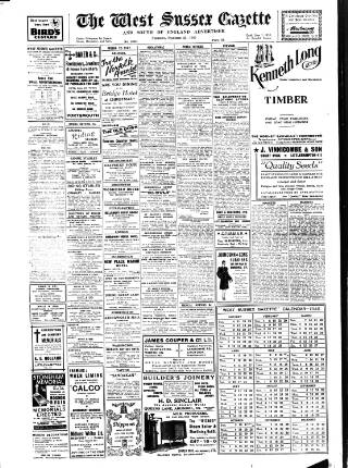 cover page of West Sussex Gazette published on December 25, 1947