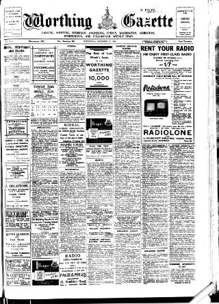 cover page of Worthing Gazette published on November 23, 1938