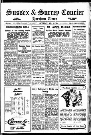 cover page of Crawley and District Observer published on January 26, 1946