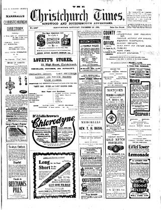 cover page of Christchurch Times published on December 25, 1909