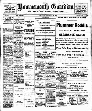 cover page of Bournemouth Guardian published on December 25, 1915