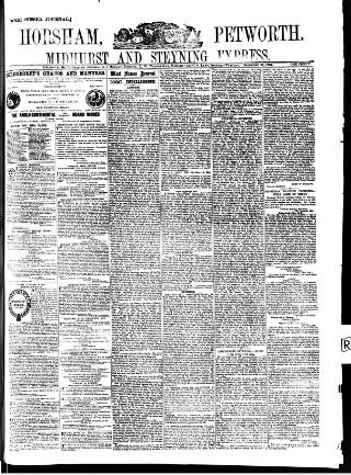 cover page of Horsham, Petworth, Midhurst and Steyning Express published on December 25, 1883