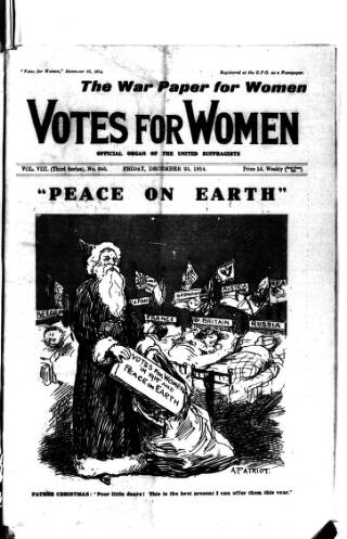 cover page of Votes for Women published on December 25, 1914