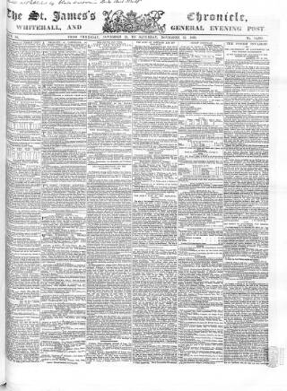 cover page of Saint James's Chronicle published on November 23, 1850