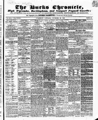 cover page of Bucks Chronicle and Bucks Gazette published on November 23, 1850