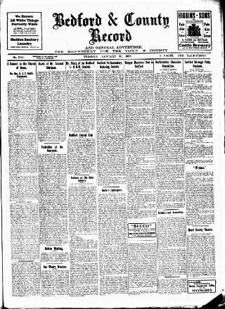 cover page of Bedford Record published on January 26, 1909