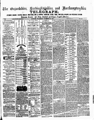 cover page of Oxfordshire Telegraph published on November 23, 1870