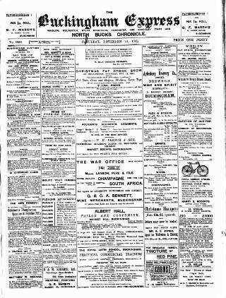 cover page of Buckingham Express published on November 23, 1901