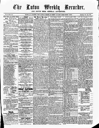 cover page of Luton Weekly Recorder published on January 26, 1856