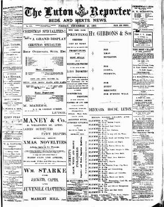 cover page of Luton Reporter published on December 25, 1896