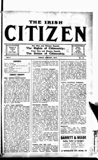 cover page of Irish Citizen published on January 6, 1917