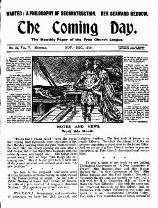 cover page of Free Church Suffrage Times published on November 15, 1918