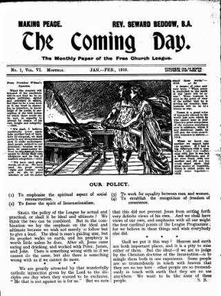 cover page of Free Church Suffrage Times published on January 15, 1919