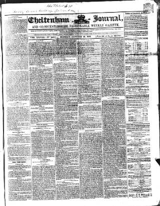 cover page of Cheltenham Journal and Gloucestershire Fashionable Weekly Gazette. published on January 26, 1852