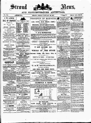 cover page of Stroud News and Gloucestershire Advertiser published on January 26, 1883