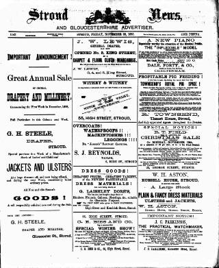 cover page of Stroud News and Gloucestershire Advertiser published on November 23, 1888