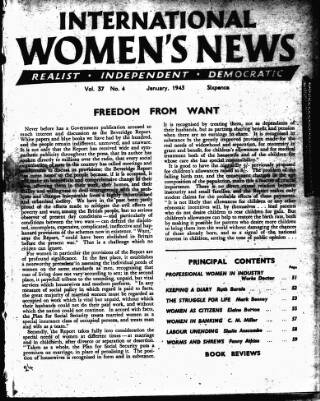 cover page of International Woman Suffrage News published on January 1, 1943