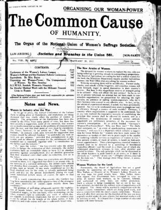 cover page of Common Cause published on January 26, 1917