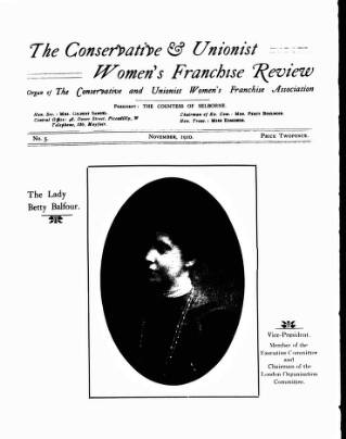 cover page of Conservative and Unionist Women's Franchise Review published on November 1, 1910