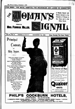 cover page of Woman's Signal published on December 8, 1898