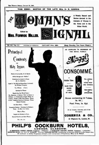 cover page of Woman's Signal published on January 26, 1899