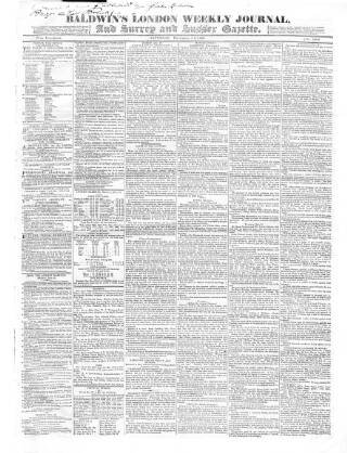 cover page of Baldwin's London Weekly Journal published on December 25, 1830