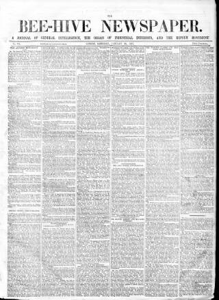 cover page of Bee-Hive published on January 26, 1867