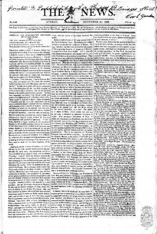 cover page of The News (London) published on November 23, 1823