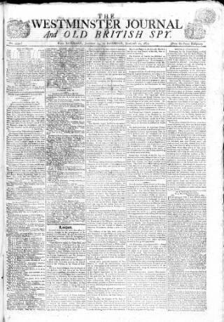 cover page of Westminster Journal and Old British Spy published on January 20, 1810