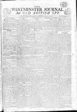 cover page of Westminster Journal and Old British Spy published on December 1, 1810