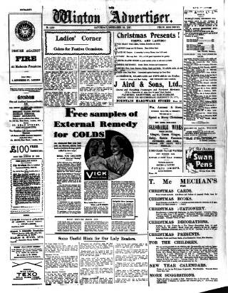 cover page of Wigton Advertiser published on December 25, 1937