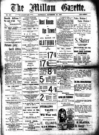 cover page of Millom Gazette published on November 23, 1895