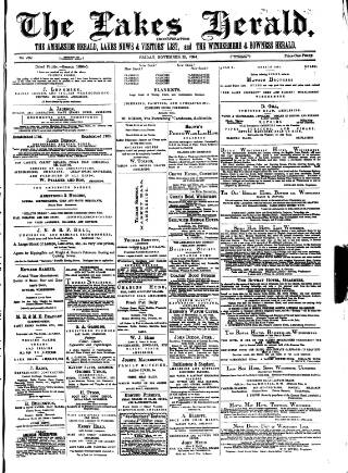 cover page of Lakes Herald published on November 23, 1894