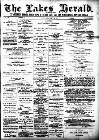 cover page of Lakes Herald published on January 26, 1900