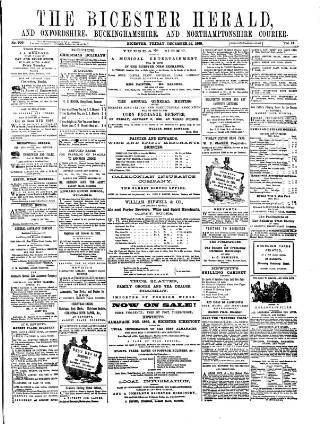 cover page of Bicester Herald published on December 25, 1868