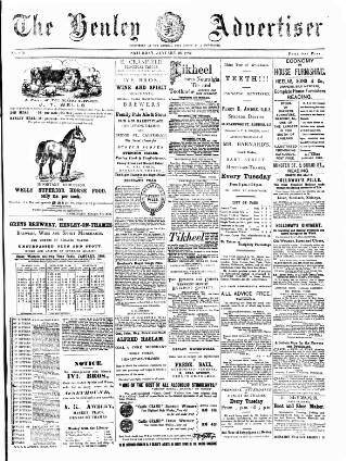 cover page of Henley Advertiser published on January 26, 1884