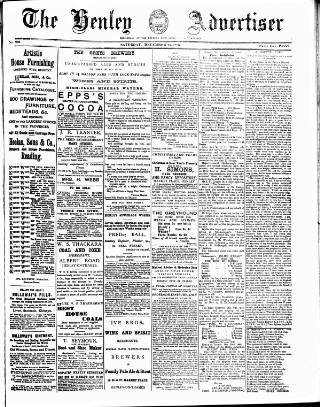 cover page of Henley Advertiser published on December 25, 1886