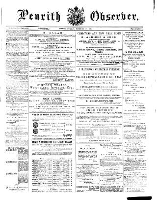 cover page of Penrith Observer published on December 25, 1883