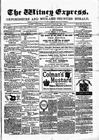 cover page of Witney Express and Oxfordshire and Midland Counties Herald published on January 26, 1882