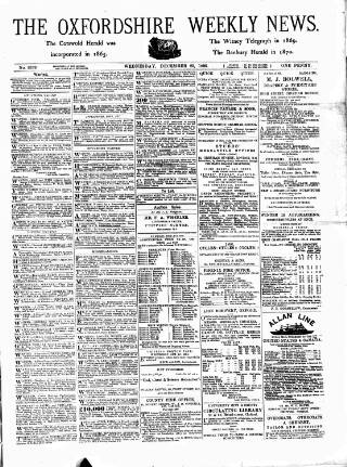 cover page of Oxfordshire Weekly News published on December 25, 1895