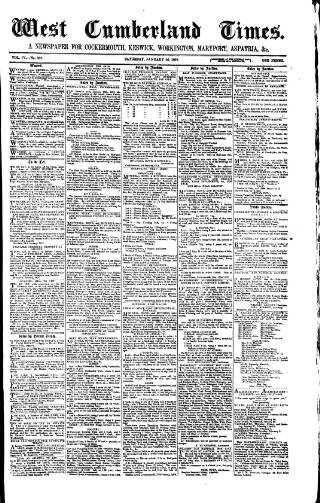 cover page of West Cumberland Times published on January 26, 1878