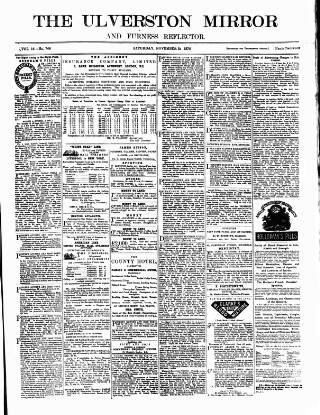 cover page of Ulverston Mirror and Furness Reflector published on November 23, 1878