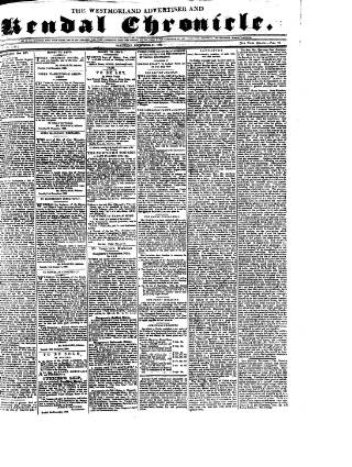 cover page of Westmorland Advertiser and Kendal Chronicle published on December 21, 1833