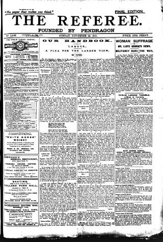 cover page of The Referee published on November 23, 1913