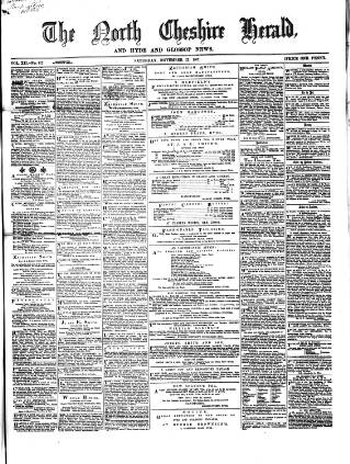 cover page of Hyde & Glossop Weekly News, and North Cheshire Herald published on November 23, 1867